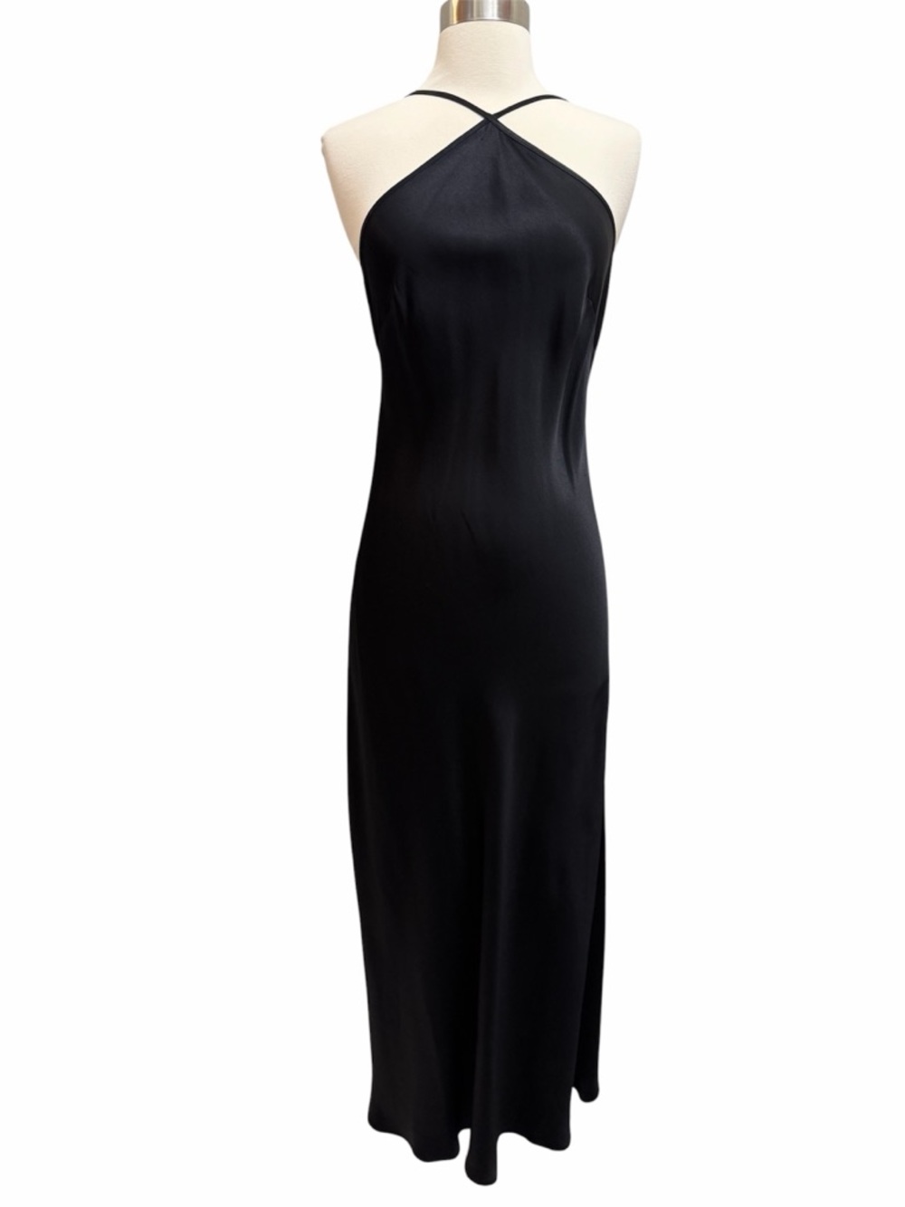 J. Crew Collection Halter Midi Slip Dress Luster Crepe Black Size 2 - Picture 2 of 8